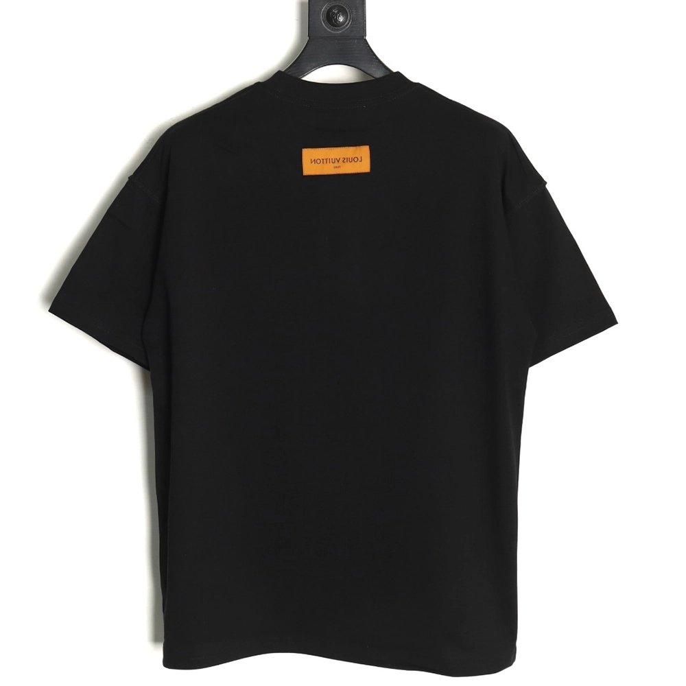 Louis Vuitton collar graffiti letters printed large logo shortsleeved Tshirt,cheap Louis Vuitton