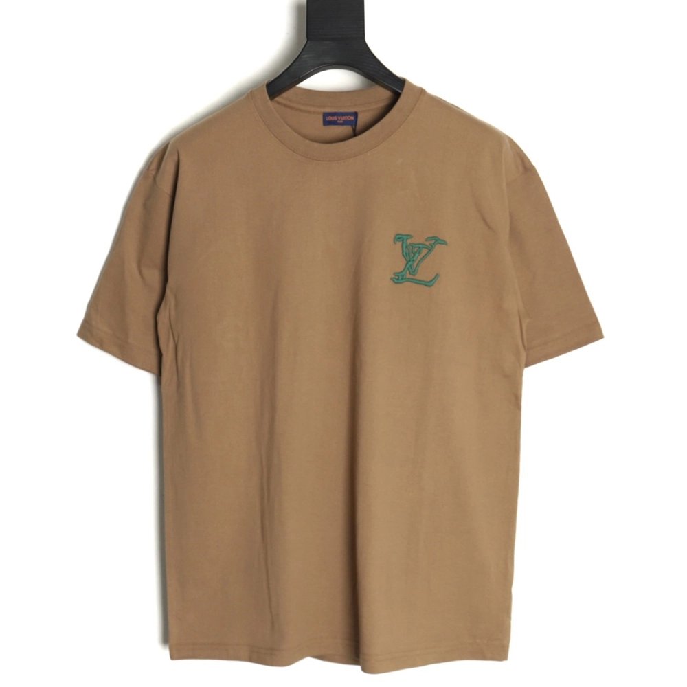 Louis Vuitton embroidered logo badge shortsleeved Tshirt,cheap Louis Vuitton