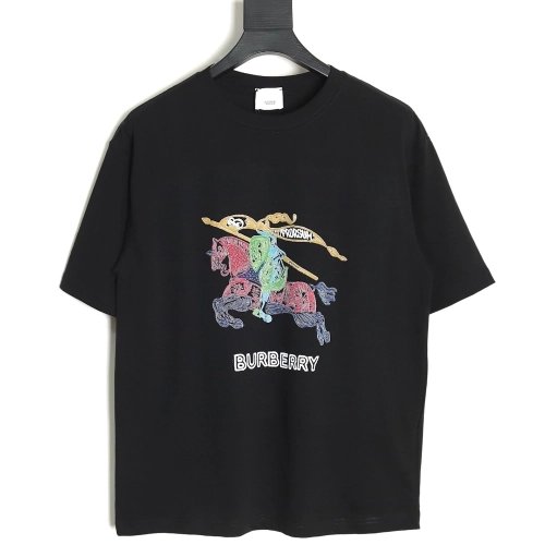 Burberry colorful knight horse logo print short sleeves,cheap Burberry