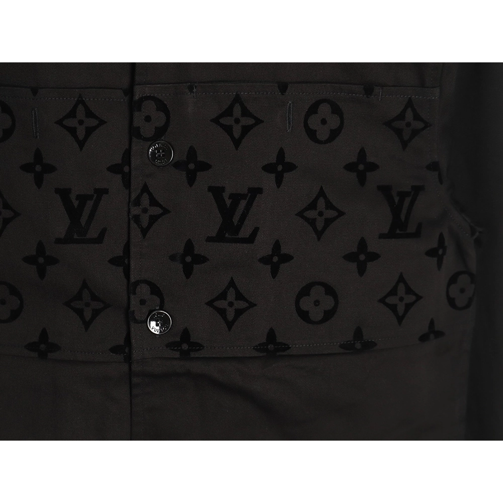 Louis Vuitton paneled black flocked shirt,cheap Louis Vuitton