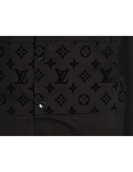 Louis Vuitton paneled black flocked shirt,cheap Louis Vuitton