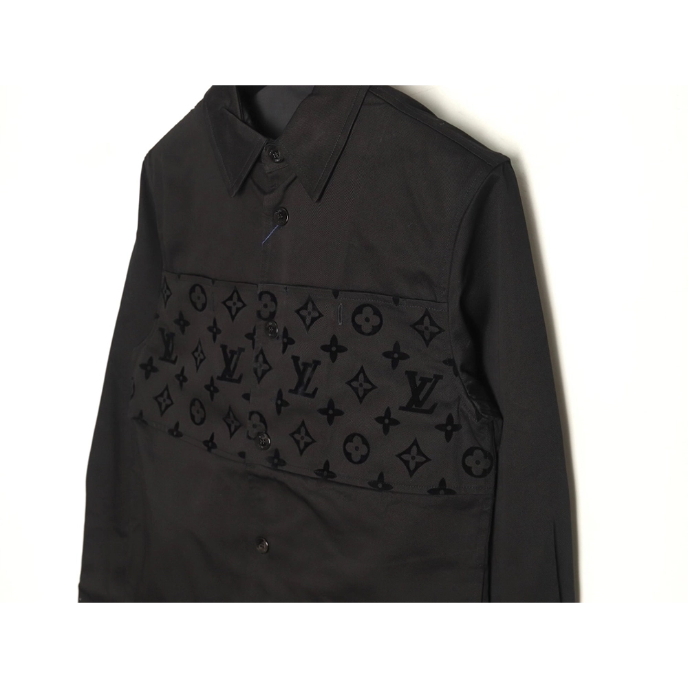 Louis Vuitton paneled black flocked shirt,cheap Louis Vuitton