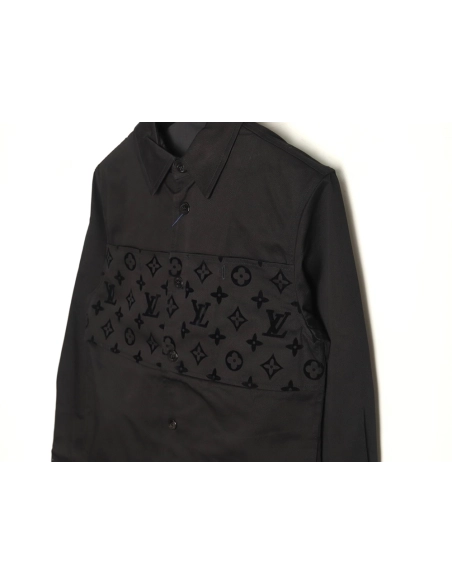 Louis Vuitton paneled black flocked shirt,cheap Louis Vuitton