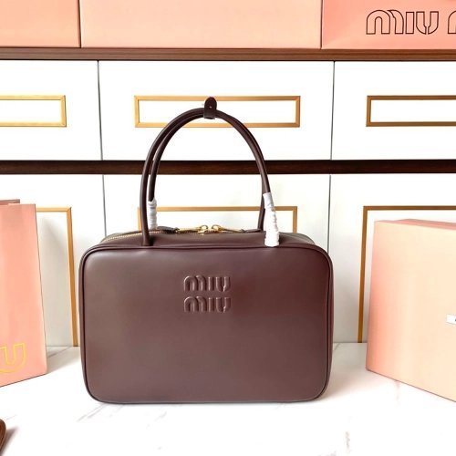 Miu Miu Leather Beau bags 5BB117 23X34X10cm,cheap Miu Miu Bags