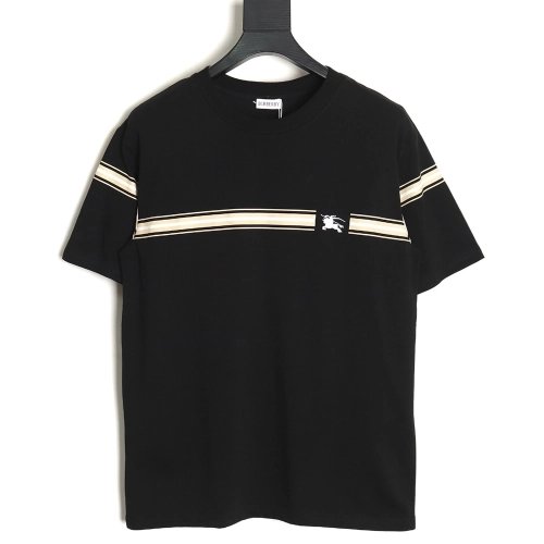 Burberry striped print embroidered horse short sleeves TSK1,Burberry
