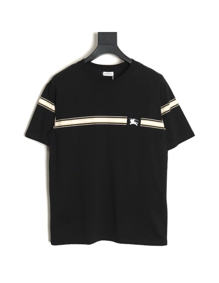 Burberry striped print embroidered horse short sleeves TSK1,Burberry