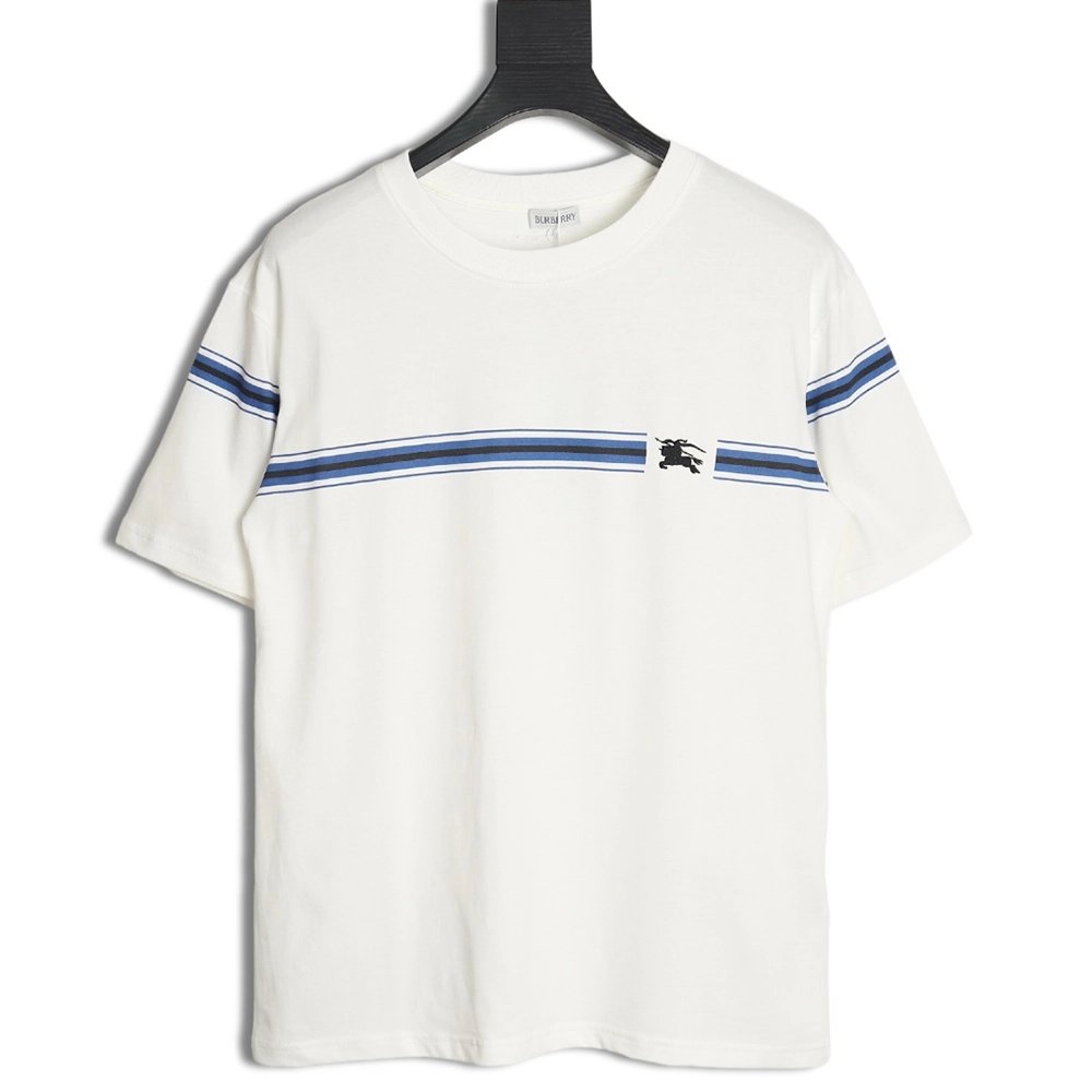 Burberry striped print embroidered horse short sleeves,Burberry