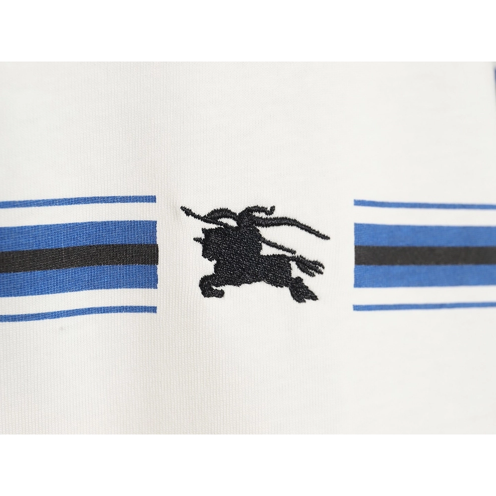 Burberry striped print embroidered horse short sleeves,Burberry