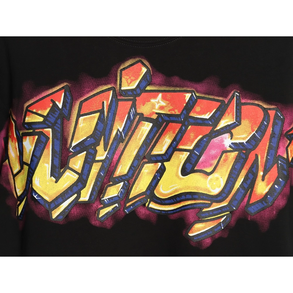 Louis Vuitton flame lettering print short sleeves TSK1,Louis Vuitton