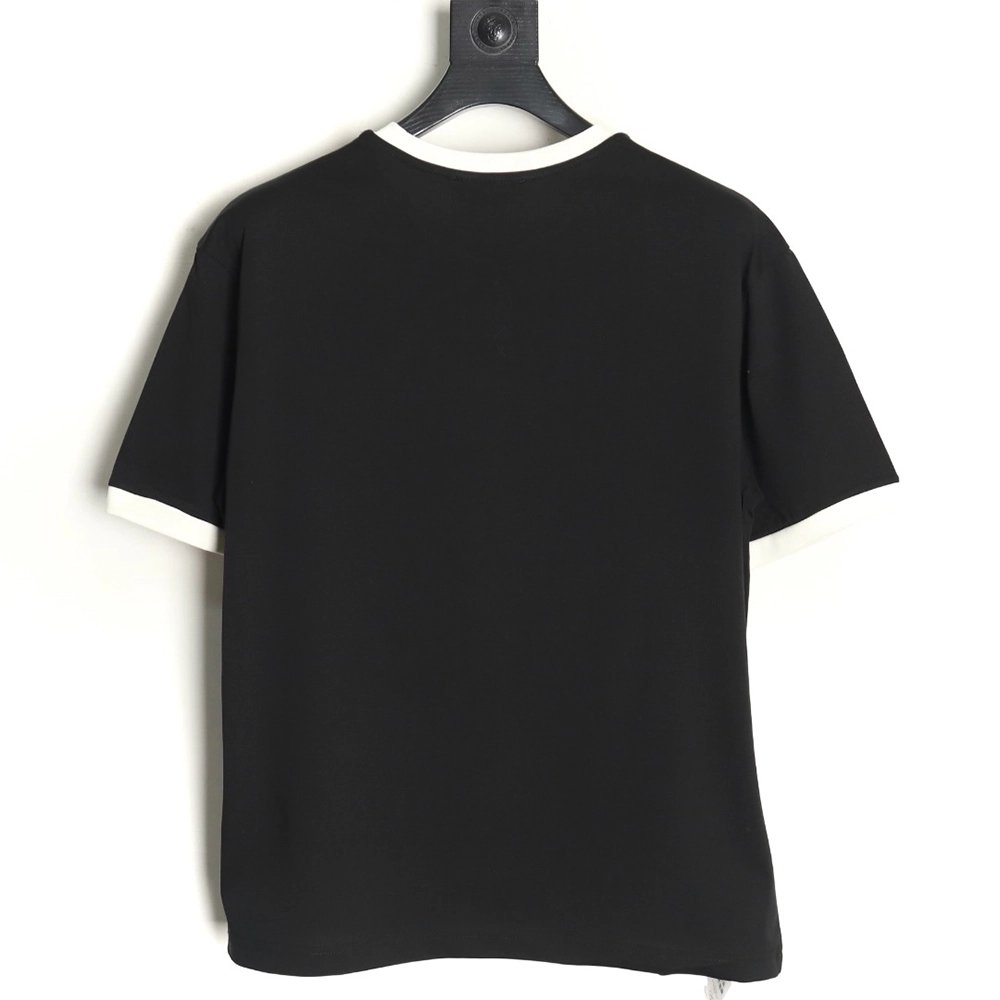 Miu Miu Contrast Collar Embroidered Logo Short Sleeve T-Shirt TSK1,Miu Miu