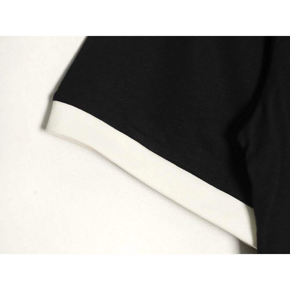 Miu Miu Contrast Collar Embroidered Logo Short Sleeve T-Shirt TSK1,Miu Miu