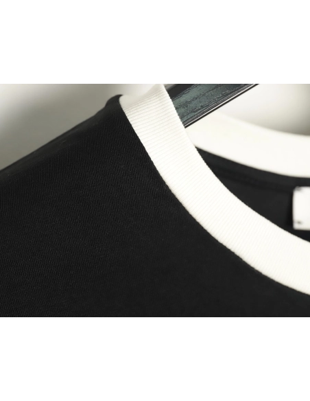 Miu Miu Contrast Collar Embroidered Logo Short Sleeve T-Shirt TSK1,Miu Miu