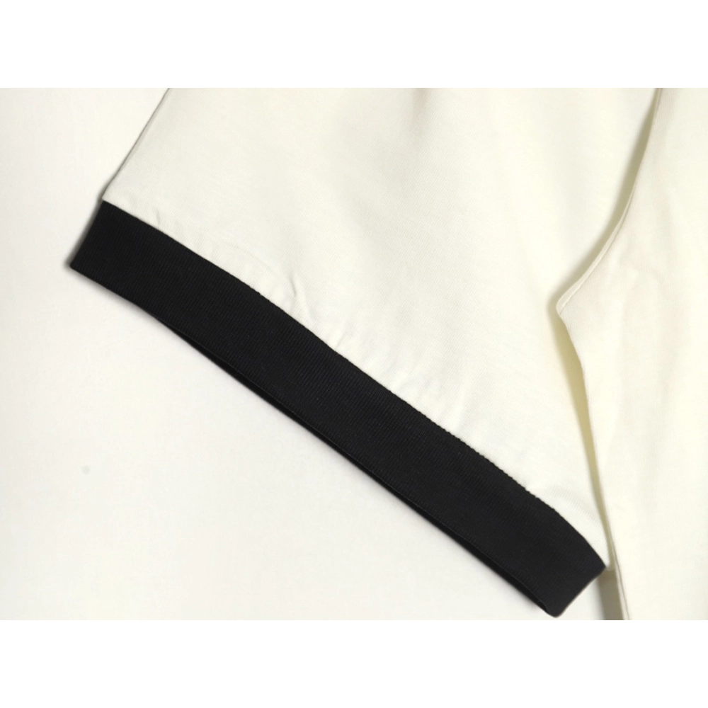 Miu Miu Contrast Collar Embroidered Logo Short Sleeve T-Shirt,Miu Miu