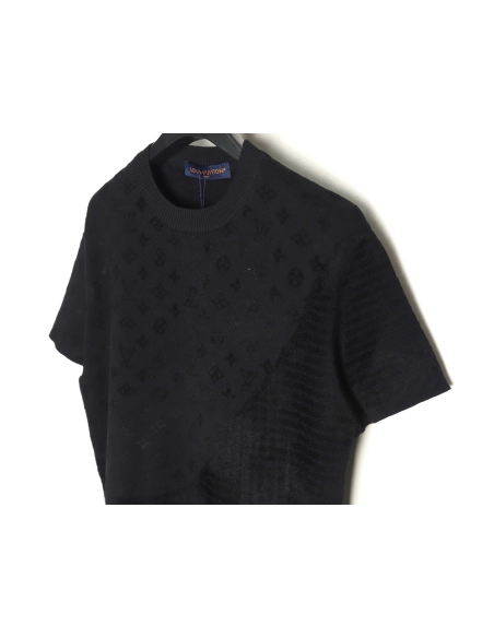 Louis Vuitton jacquard patchwork knitted short-sleeved T-shirt,Louis Vuitton