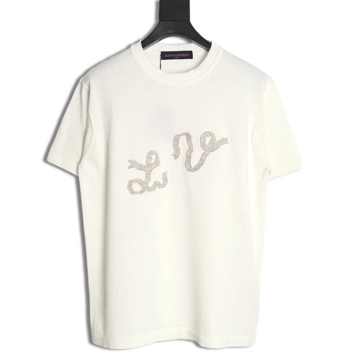 Louis Vuitton rope embroidery knitted short-sleeved T-shirt,Louis Vuitton