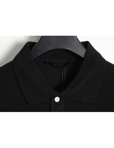 Louis Vuitton pin embroidered short-sleeved polo shirt black,Louis Vuitton