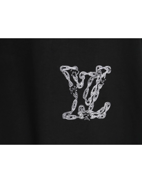 Louis Vuitton Cursive Chain Embroidered T-shirt TSK1,Louis Vuitton
