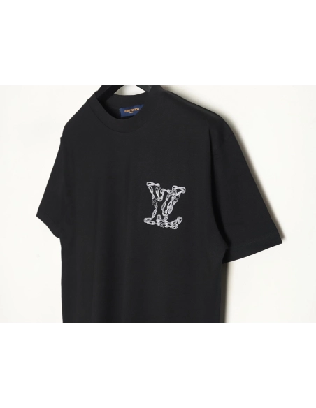 Louis Vuitton Cursive Chain Embroidered T-shirt TSK1,Louis Vuitton