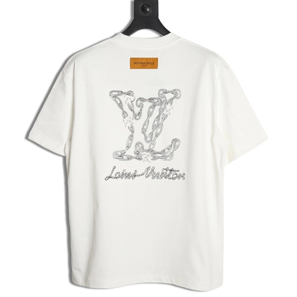 Louis Vuitton Cursive Chain Embroidered T-shirt,Louis Vuitton