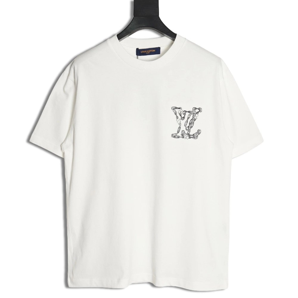 Louis Vuitton Cursive Chain Embroidered T-shirt,Louis Vuitton