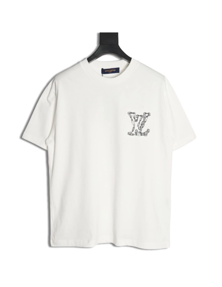 Louis Vuitton Cursive Chain Embroidered T-shirt,Louis Vuitton