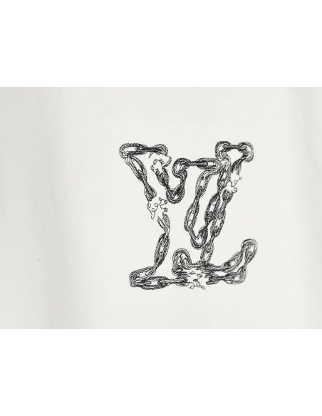 Louis Vuitton Cursive Chain Embroidered T-shirt,Louis Vuitton