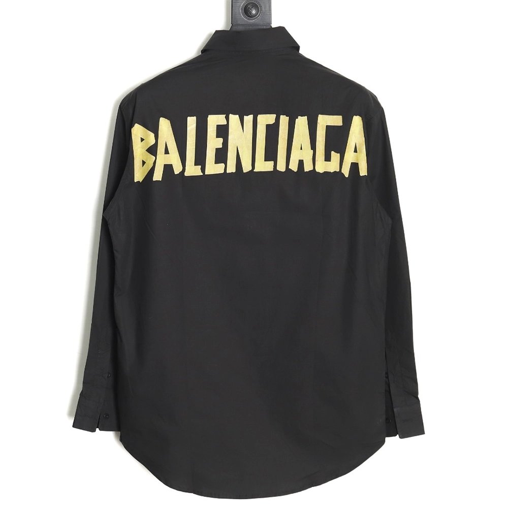 Balenciaga yellow tape print long-sleeved shirt,Balenciaga