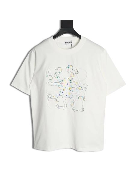 Loewe Octopus print and Anagram embroidered short-sleeved T-shirt,Loewe