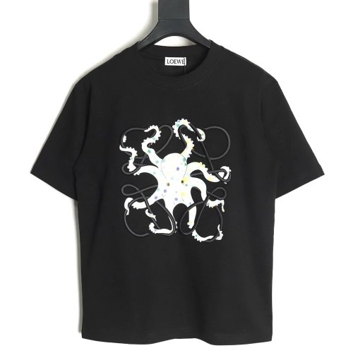 Loewe Octopus print and Anagram embroidered short-sleeved T-shirt TSK1,Loewe