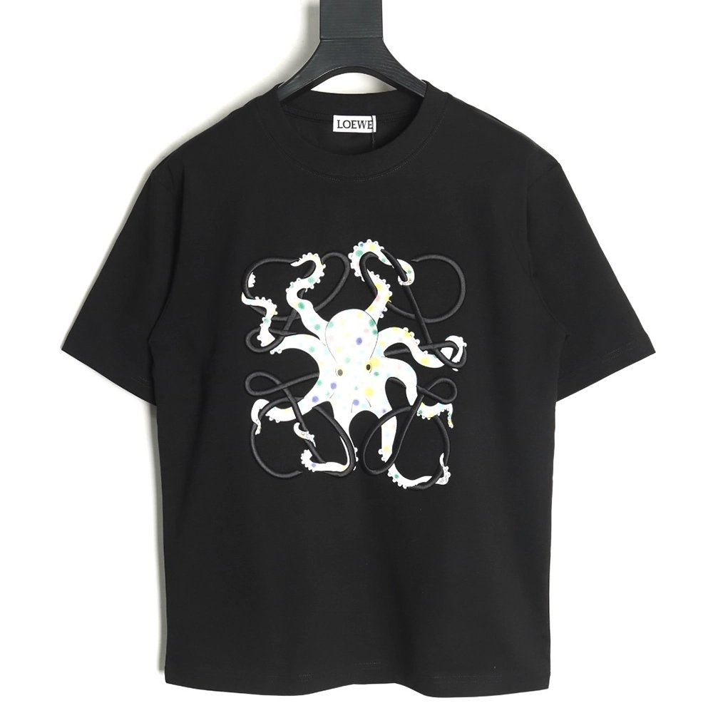 Loewe Octopus print and Anagram embroidered short-sleeved T-shirt TSK1,Loewe