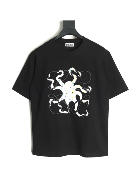 Loewe Octopus print and Anagram embroidered short-sleeved T-shirt TSK1,Loewe