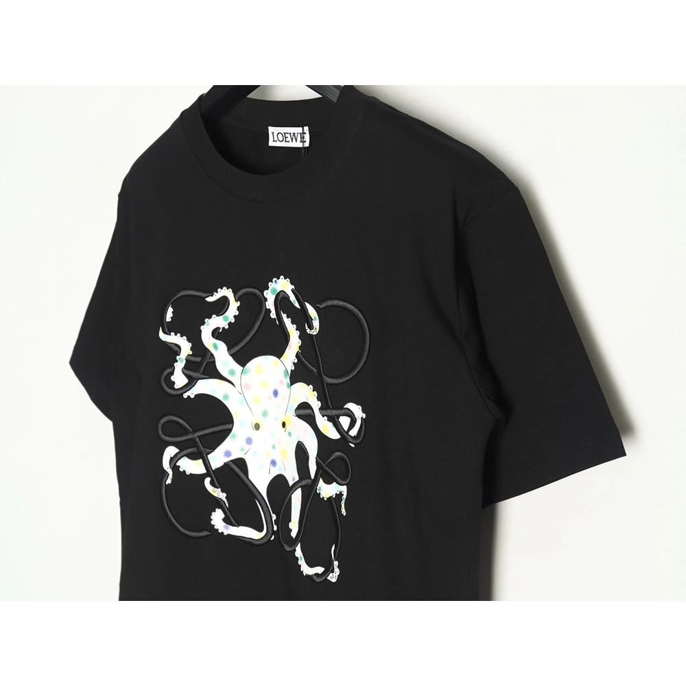 Loewe Octopus print and Anagram embroidered short-sleeved T-shirt TSK1,Loewe