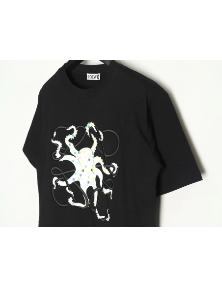 Loewe Octopus print and Anagram embroidered short-sleeved T-shirt TSK1,Loewe