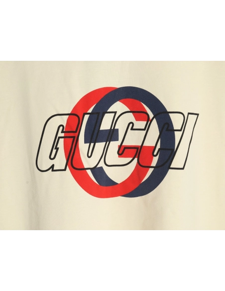Gucci Double G interlocking logo foam print short-sleeved T-shirt,Gucci