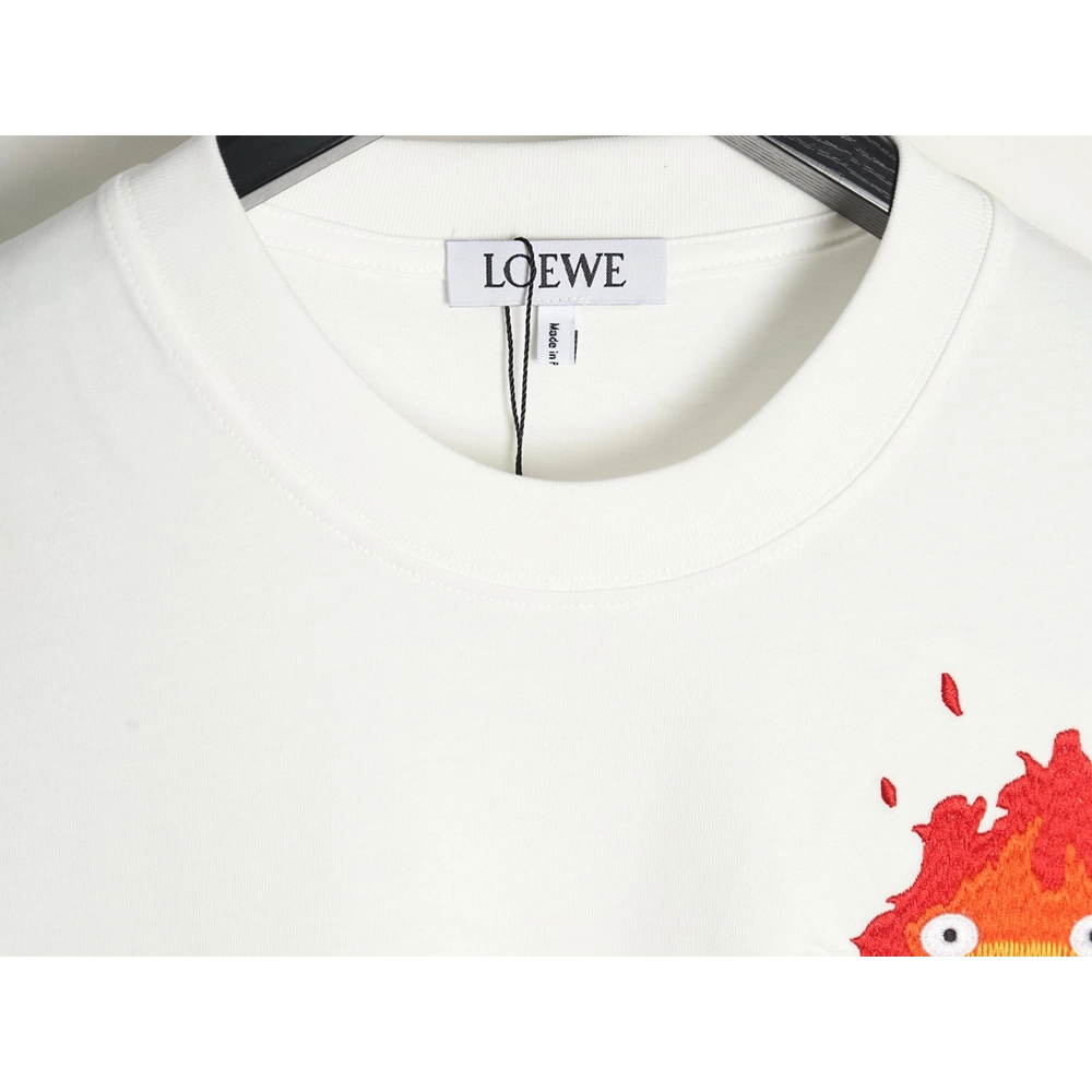 Loewe &amp; Hals Moving Castle Joint Pocket Flame Embroidered Short Sleeve T-shirt,Loewe