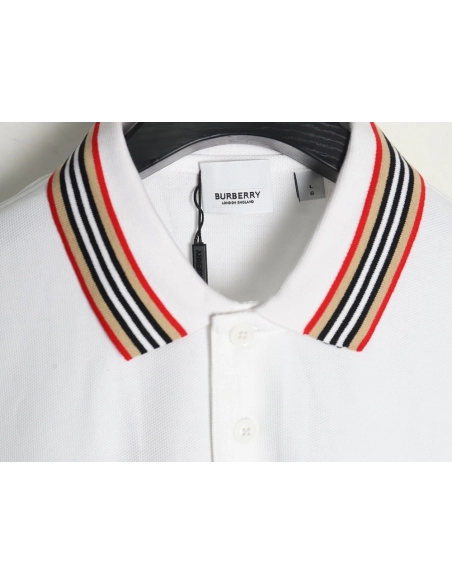Burberry Classic Collar Stripe Logo Embroidered Short Sleeve Polo Shirt,Burberry