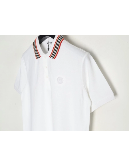 Burberry Classic Collar Stripe Logo Embroidered Short Sleeve Polo Shirt,Burberry