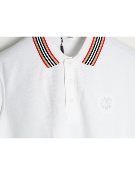 Burberry Classic Collar Stripe Logo Embroidered Short Sleeve Polo Shirt,Burberry