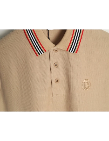 Burberry Classic Collar Stripe Logo Embroidered Short Sleeve Polo Shirt TSK1,Burberry