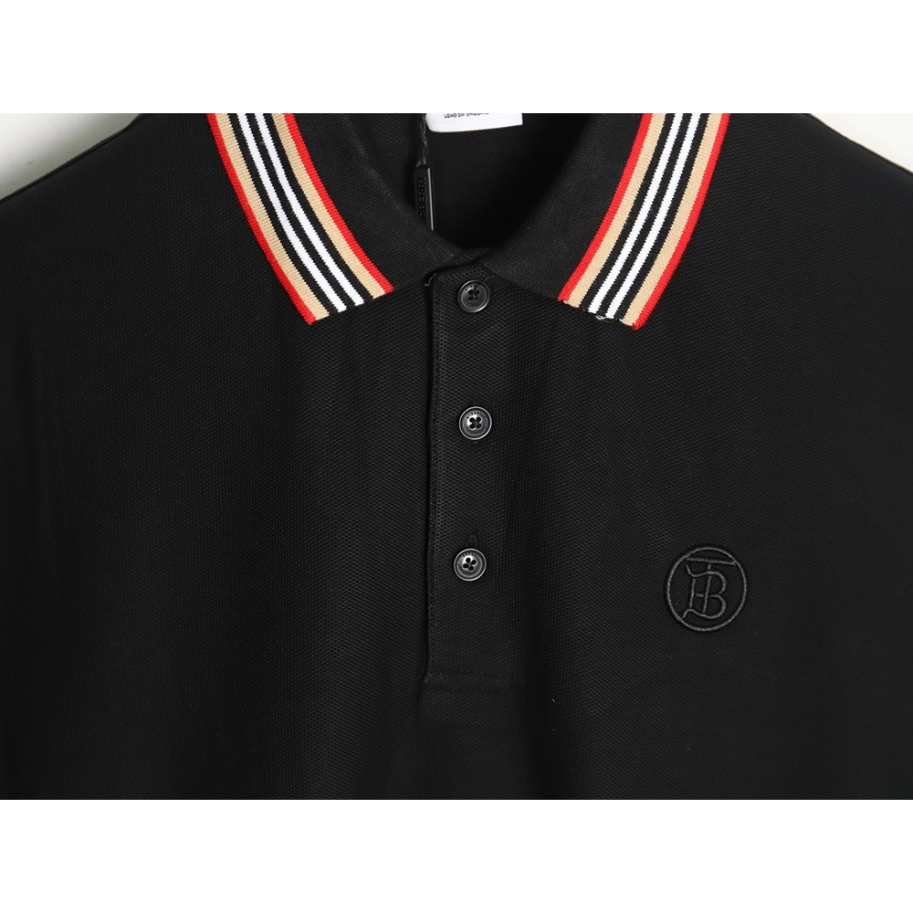 Burberry Classic Collar Stripe Logo Embroidered Short Sleeve Polo Shirt TSK2,Burberry