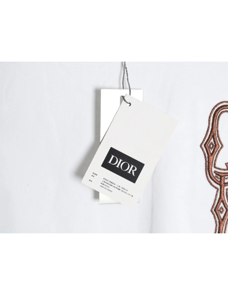 Dior gold thread embroidered CD short sleeve,Dior