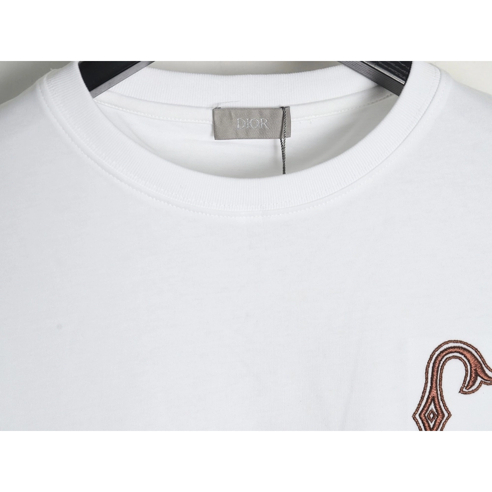 Dior gold thread embroidered CD short sleeve,Dior