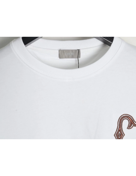 Dior gold thread embroidered CD short sleeve,Dior