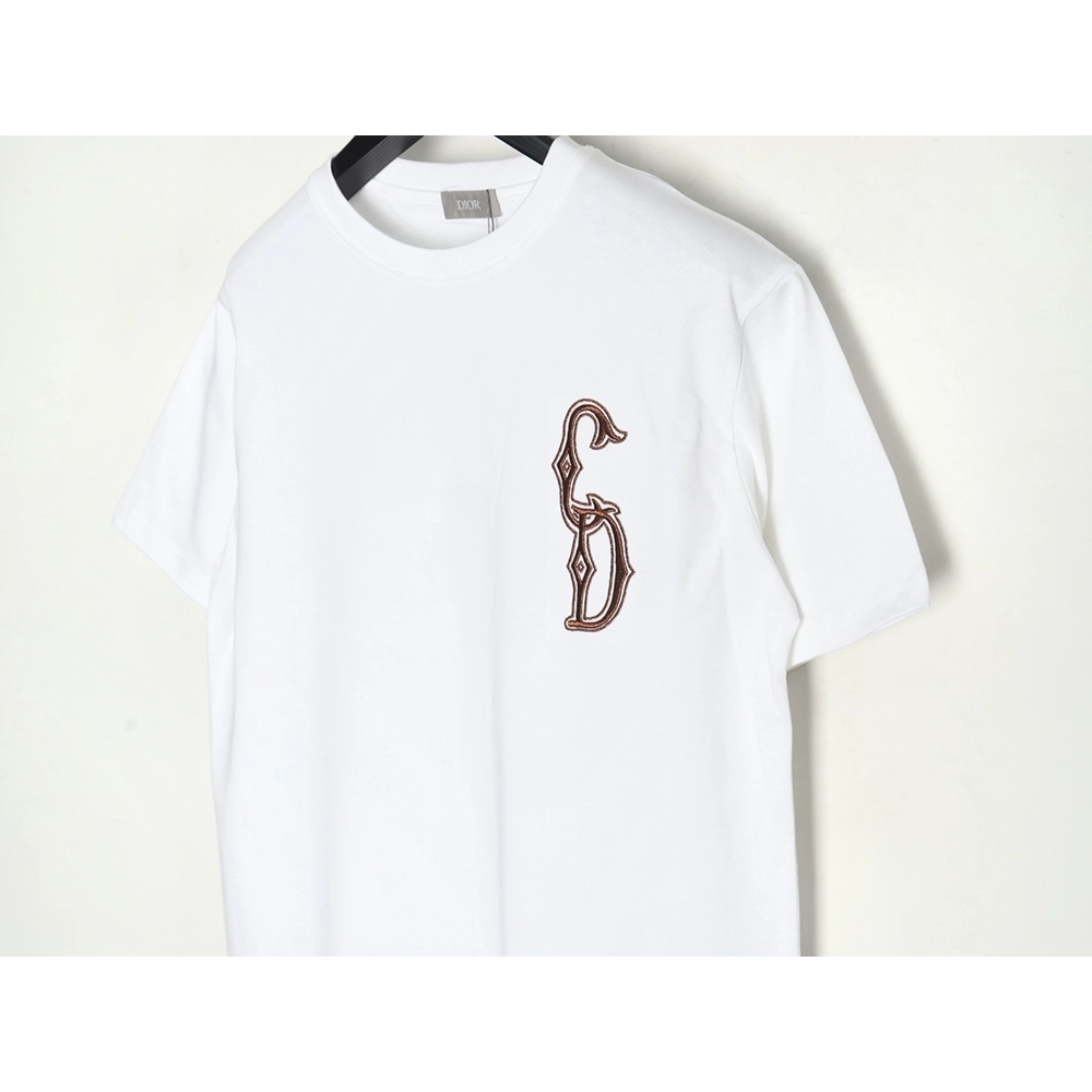 Dior gold thread embroidered CD short sleeve,Dior