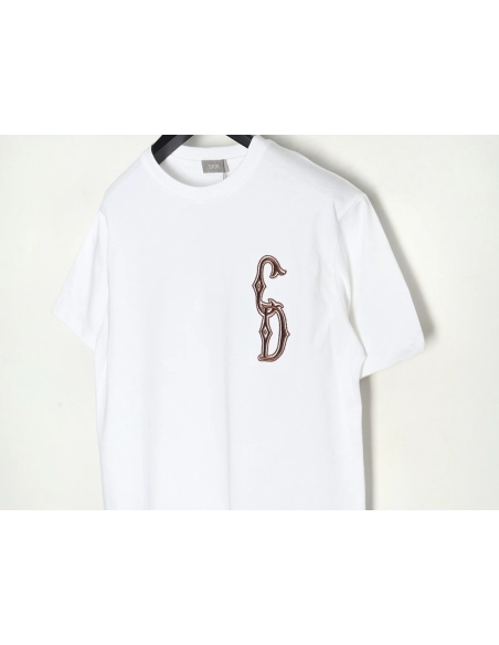 Dior gold thread embroidered CD short sleeve,Dior