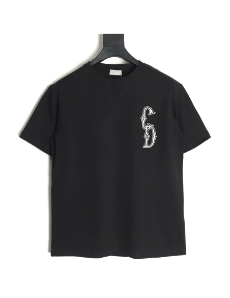 Dior gold thread embroidered CD short sleeve TSK1,Dior