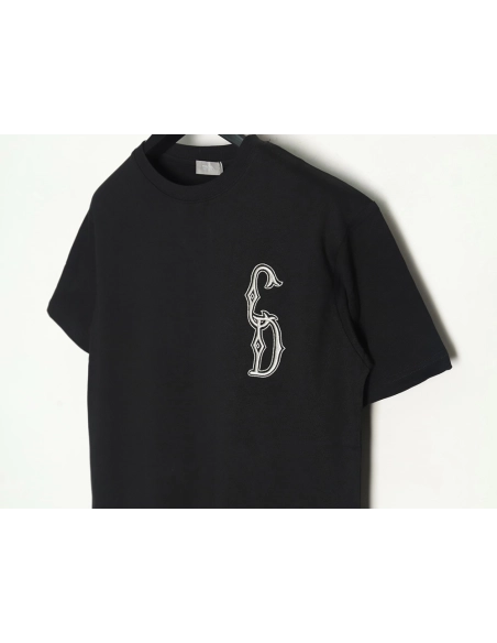 Dior gold thread embroidered CD short sleeve TSK1,Dior