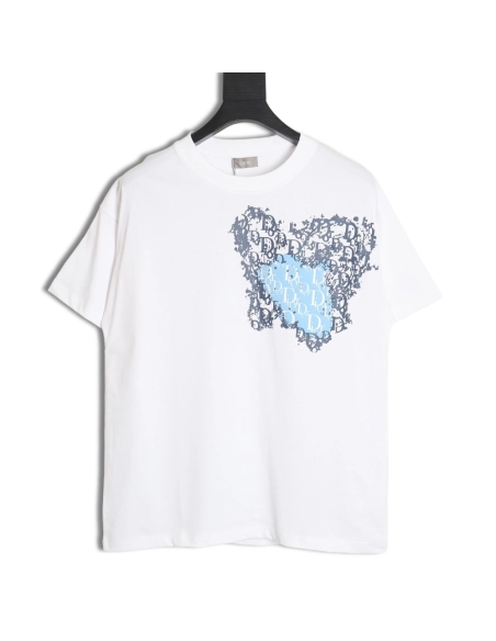 Dior heart monogram letter foam print short sleeves,Dior