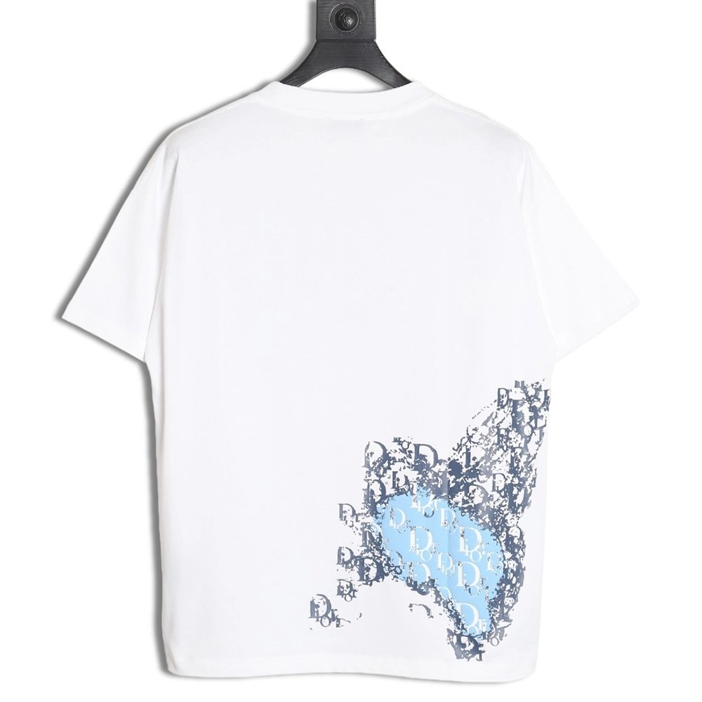 Dior heart monogram letter foam print short sleeves,Dior