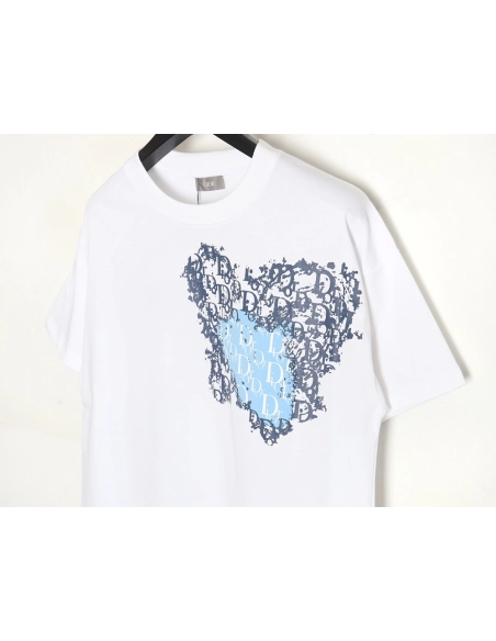 Dior heart monogram letter foam print short sleeves,Dior